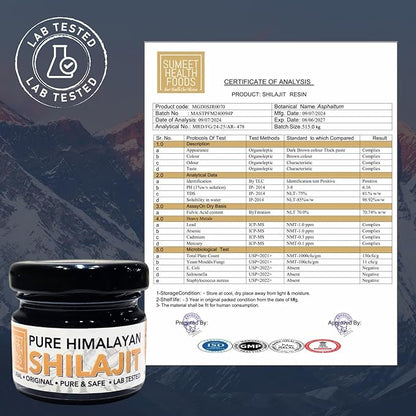 SHF Himalayan Shilajit Resin 30g, Pure Organic Potent Gold Grade Himalayan Shilajit Resin, Energy & Immune Support, Natural Source of Fulvic Acid & 85+ Trace Minerals for Men & Women 30g