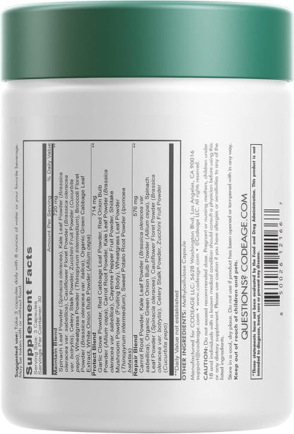 Codeage Instantfood Easy Veggies, Over 15 Vegetable Powders Equivalent All-in-One, Daily Vegan Blend, Whole Food Greens Vitamins Supplement Capsules, Phytonutrients Multivitamin, Non-GMO, 90 Capsules