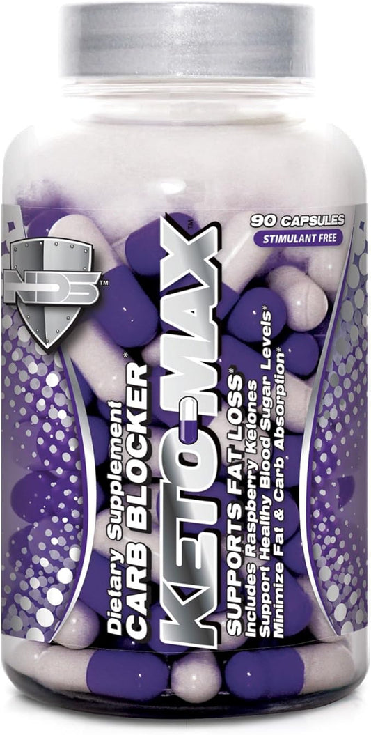 Keto-Max - Carbohydrate and Fat Blocking Dietary Supplement with Chromium - Stimulant Free Fat Burner for A More Toned and Fit Body - 90 Capsules