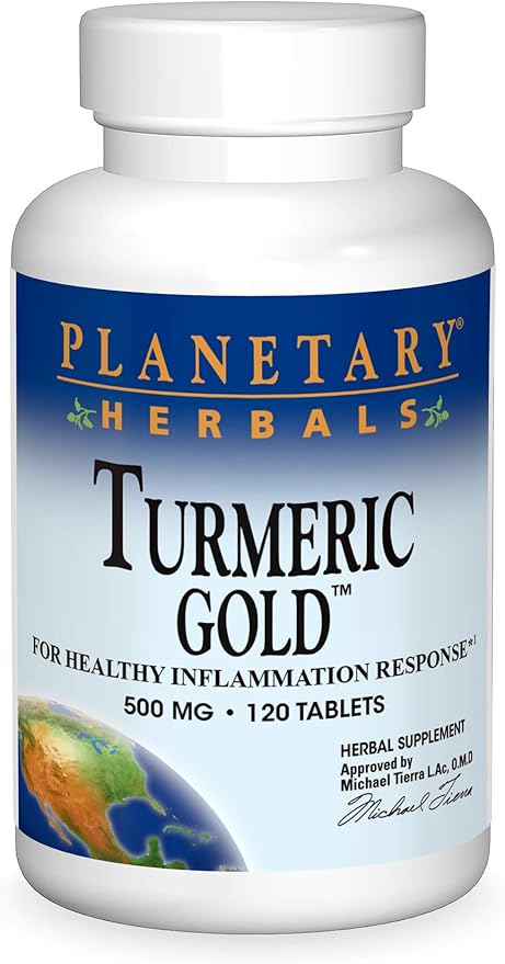 Planetary Herbals Turmeric Gold 500mg, for Healthy Inflammation Response, 120 Tablets