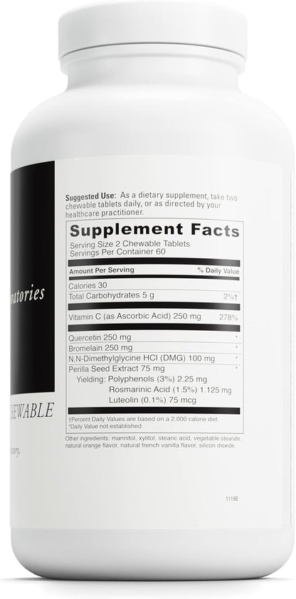 DAVINCI Labs Aller-DMG Chewable - Immune Health Support, Histamine Aid & Respiratory Support* - Orange Cream Flavor - 120 Chewable Vegetarian Tablets (60 Servings)