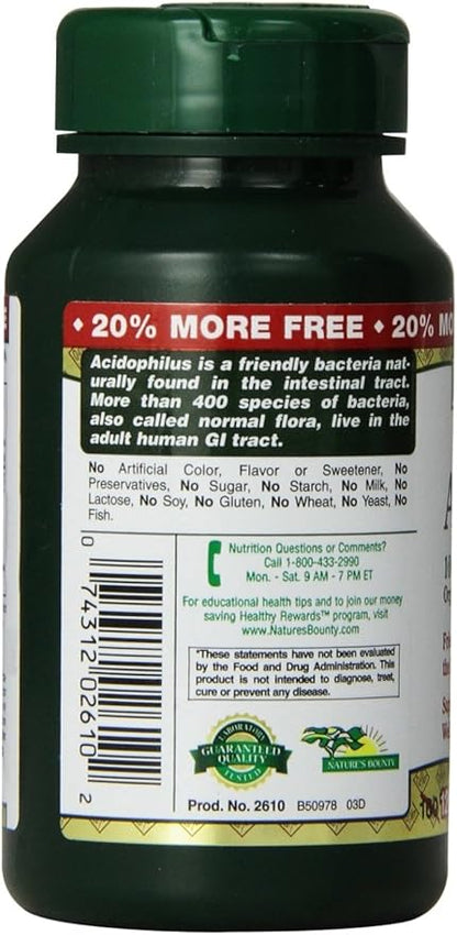 Nature's Bounty Probiotic Acidophilus Tablets, 120 ea (Pack of 5)