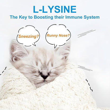L-Lysine Powder for Cats, 2PC Lysine Powder Supplement Support Cats Immune Respiratory Health – Lysine Powder for Cats Eye Care, Pets Health Supplemnt for Cats of All Age - Salmon Flavor / 120g x 2