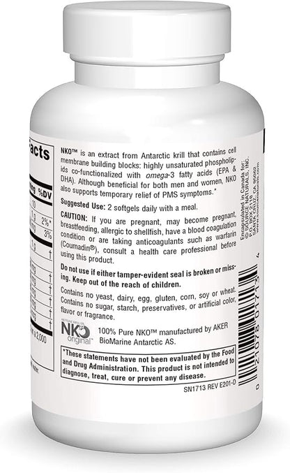 Source Naturals NKO Neptune Krill Oil, Supports Heart Health & Cell Membrane Integrity* 500 Mg - 60 Softgels