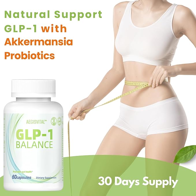 GLP-1 Supplement for Women & Men, Natural GLP-1 Optimization with Akkermansia Probiotic, GLP1 Probiotic for Digestion, Gut Health, Energy & Metabolism Improvement, 60 Capsules