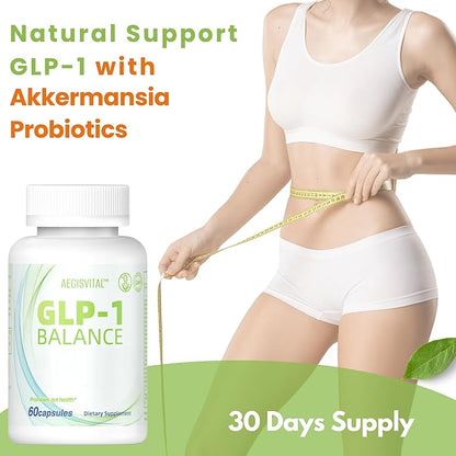 GLP-1 Supplement for Women & Men, Natural GLP-1 Optimization with Akkermansia Probiotic, GLP1 Probiotic for Digestion, Gut Health, Energy & Metabolism Improvement, 60 Capsules