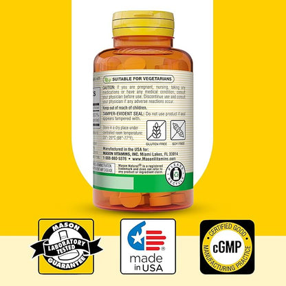 MASON NATURAL Vitamin B-1 Thiamine 250 mg, 100 Day Supply Dietary Supplement, Easy-to-Swallow Tablets, Support Energy Production & Healthy Metabolism