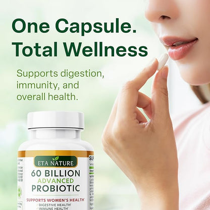 Advanced Probiotics for Women with 60 Billion CFUs 18 Strains Lactobacillus & Cranberries - Prebiotics and Probiotics for Womens Digestive Health Gut Support & Vaginal Health, Yeast & Flora