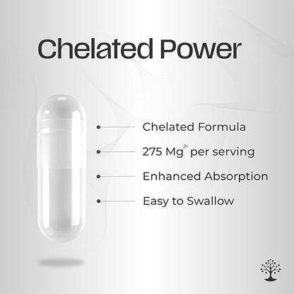 Magnesium Glycinate - High Absorption Magnesium Supplement for Sleep, Relaxation - Chelated - Gluten Free - 120 Vegan Capsules