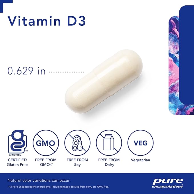 Pure Encapsulations Vitamin D3 250 mcg (10,000 IU) - Supplement to Support Bone, Joint, Breast, Heart, Colon & Immune Health - with Premium Vitamin D - 120 Capsules