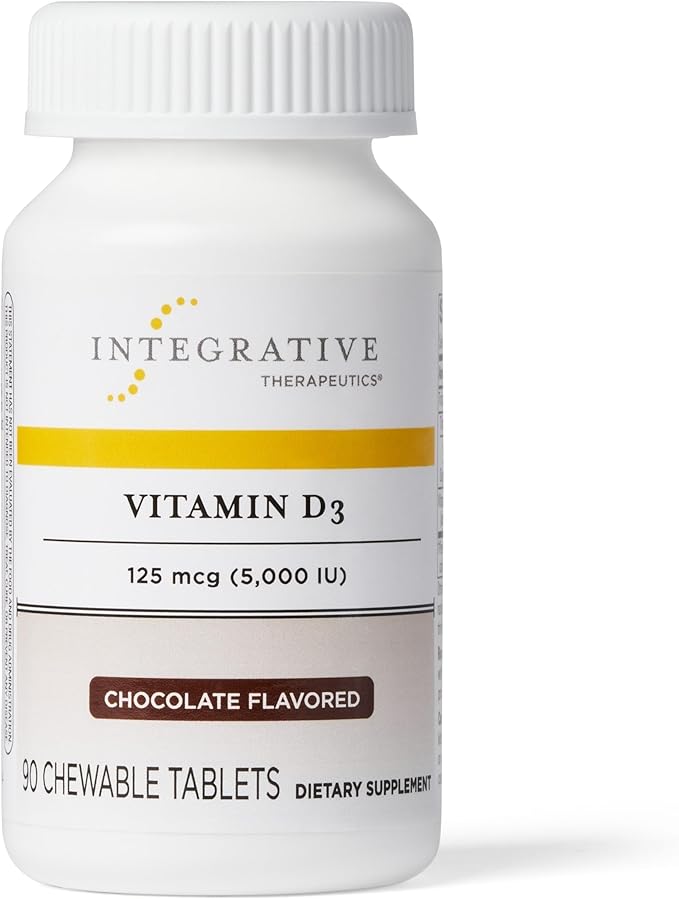 Integrative Therapeutics Vitamin D3 125 mcg - 5,000 IU – Immune Support Supplement* - Healthy Bone Support* - Gluten Free - 90 Chocolate Flavored Chewables