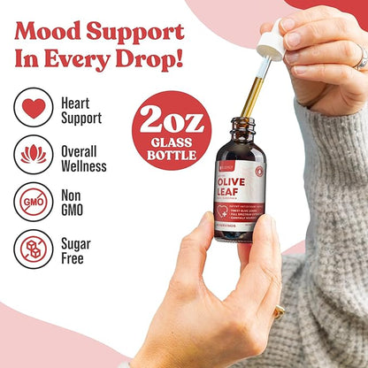 Rejuvica Active Olive Leaf Extract | Naturally Occurring Oleuropein Liquid Drops for Immune & Heart Support | Fast-Absorption, Vegan, Alcohol-Free | 6 fl oz