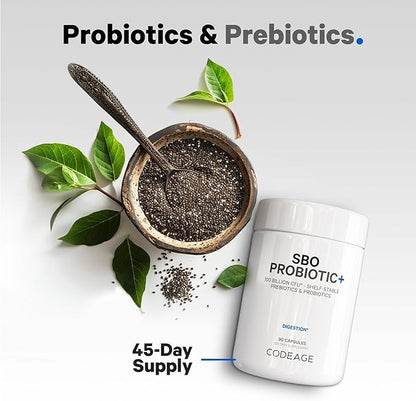 Codeage SBO Probiotics, 100 Billion CFUs Per Serving, Multi Strain Soil Based Organisms Blend and Organic Fermented Botanical Blend, Shelf-Stable, 90 Capsules