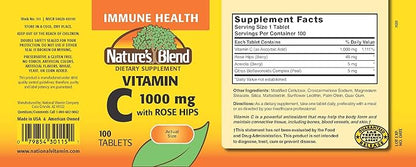 Nature`s Blend Vitamin C 1000mg w/Rose Hips Tablets 100 ct