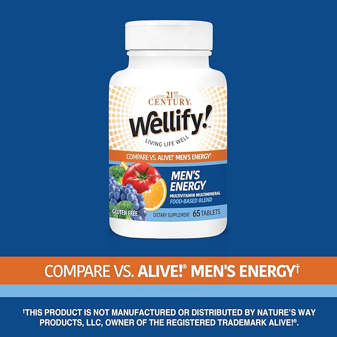 21st Century Wellify Men's Energy Multivitamins with Minerals, 65 Count
