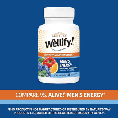 21st Century Wellify Men's Energy Multivitamins with Minerals, 65 Count