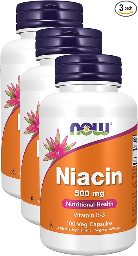NOW Supplements, Niacin (Vitamin B-3) 500 mg, Essential B-Group Vitamin*, Nutritional Health, 100 Capsules (Pack of 3)