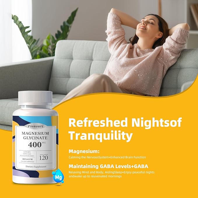 Magnesium Supplement Softgels, Easy Absorption Magnesium Glycinate 400mg with D3 & K2, High Bioavailability Magnesium for Sleep & Calm Support, Nervous, Muscle & Bone Health