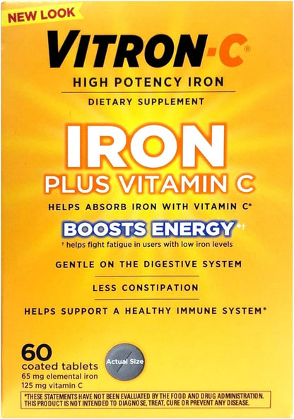 Vitron-C - Iron Supplement - 125 mg / 65 mg Strength - Coated Tablet - 60 per Bottle-MCK