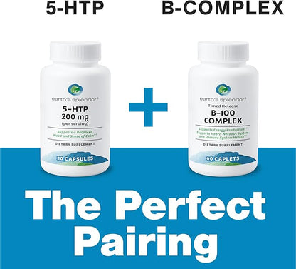 Earth's Splendor 5-HTP Dietary Supplement for Men & Women, Supports a Balanced Mood & Aids in Stress Support, Provides Sense of Calm No Artificial Preservatives Color or Flavor Non-GMO 100 MG
