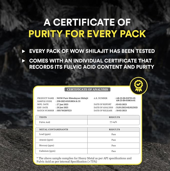 Pure Himalayan Shilajit/Shilajeet Resin - 20g | Guaranteed 75%+ Fulvic Acid | Sourced from ~18,000 ft | for Stamina, Endurance & Strength | Contains Lab Certificate