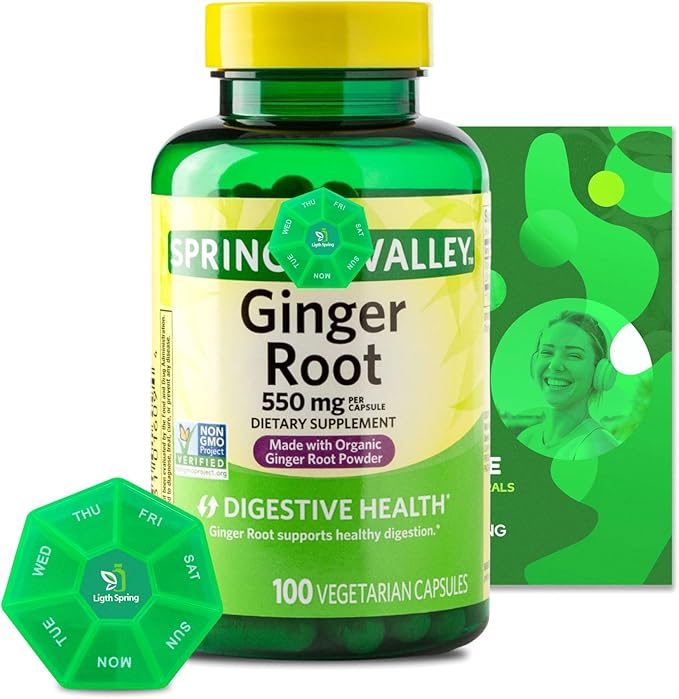 Ginger Root 550 mg, 100 Vegetarian Capsules with Bundle Exclusive Vitamins & Minerals - A to Z - Better Ligth&Spring Guide
