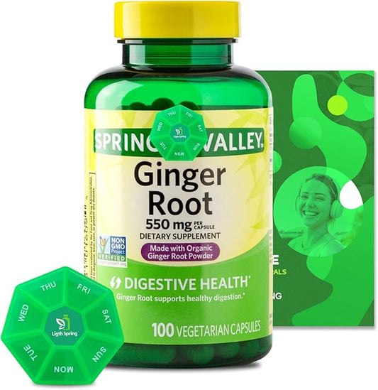 Ginger Root 550 mg, 100 Vegetarian Capsules with Bundle Exclusive Vitamins & Minerals - A to Z - Better Ligth&Spring Guide