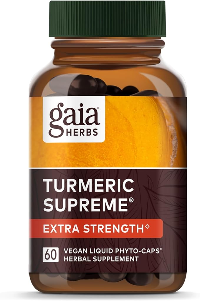 Gaia Herbs Turmeric Supreme Extra Strength - Supports Occasional Swelling from Normal Wear & Tear - with Turmeric Curcumin & Black Pepper - 60 Vegan Liquid Phyto-Capsules (Up to 60-Day Supply)