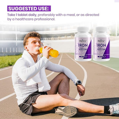 Ferrous Sulfate 325mg (Iron 65mg), High Potency Iron Supplement for Women and Men, Iron Pills with Vitamin C, Non-GMO - 240 Tablets (2 Pack) Made in USA