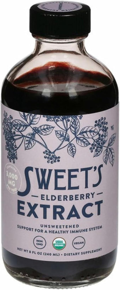Organic Elderberry Extract | Unsweetened Elderberry Immune Support | Vegan | Keto and Diabetic Friendly | 8 fl oz Bottle | Alcohol-Free | Certified USDA Organic