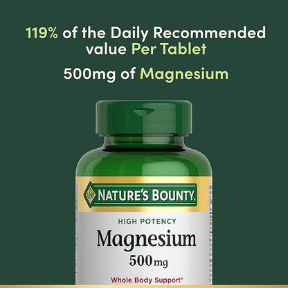 Nature's Bounty Magnesium Supplements - Magnesium 500 Mg Tablets for Bone & Muscle Health, 200 Count (Pack of 1)