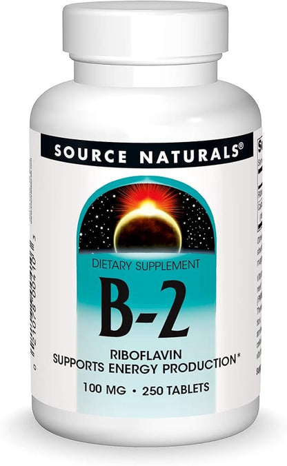 Source Naturals Vitamin B-2 Riboflavin 100 mg Supports Energy Production - 250 Tablets