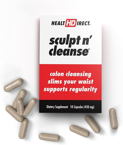 Health Direct Sculpt n' Cleanse - Herbal Colon Cleanse for Digestive Health & Regularity - Natural Detox & Gut Flush Supplement - 10 Veggie Capsules