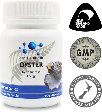 New Zealand Oyster Extract Powder - 500mg x 100 Capsules - Zinc Supplement Pills for Men and Women - Supports Immune Health, Energy and Nerve Function w/ Green Lipped Mussel