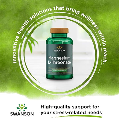 Swanson Magnesium L-Threonate - Mineral Supplement Promoting Nervous System Health - May Support Cognitive Health, Learning & Memory - (90 Veggie Capsules)