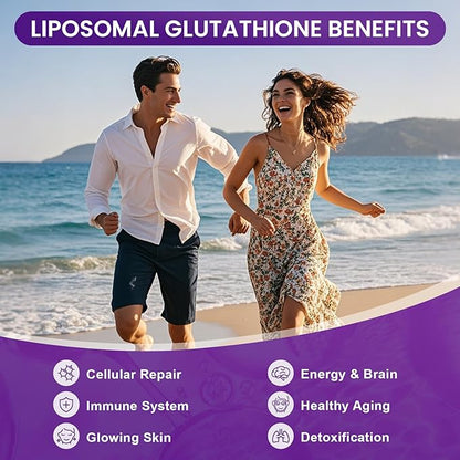 Liposomal Glutathione Supplement – 500mg Glutathione with PQQ, CoQ10 & Vitamin C – High Absorption Antioxidant for Immune & Energy Support – Grape Flavor, 30 Packets