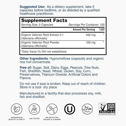 Nature's Lab Valerian Root 500mg Dietary Supplement – Helps Support Relaxation & Restful Sleep – 200 Capsules (3 Month Supply)