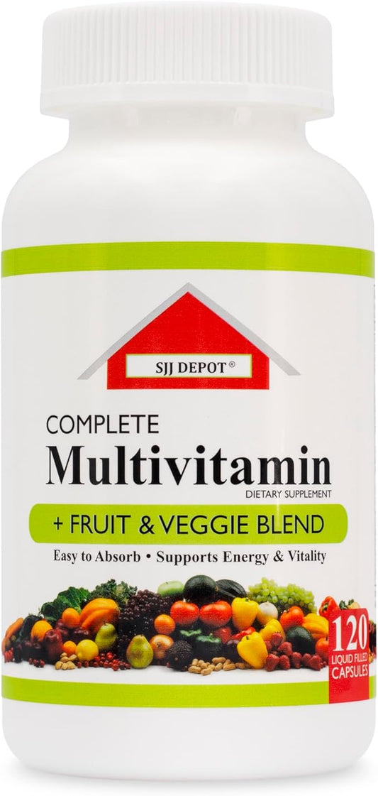 120 Multivitamin Fruit and Vegetable Liquid Capsules, Loaded Multivitamins, Supplements, Multiple Vitamin has Many Antioxidants, Daily Women Men Senior Adult Multi Vitamins