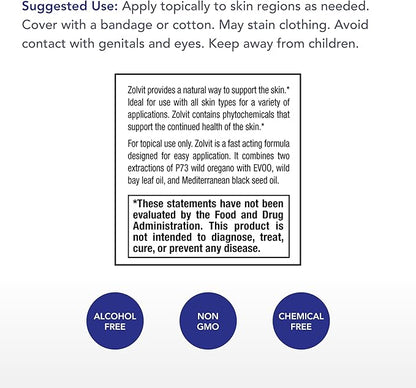 Physician's Strength Zolvit - 30 mL - Skin Support Formula with P73 Oregano, Extra Virgin Olive Oil, Wild Bay Leaf Oil & Mediterranean Black Seed Oil - for All Skin Types