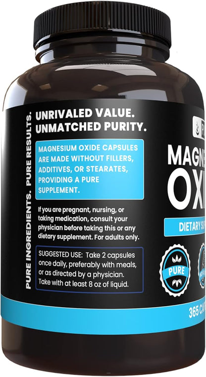 Pure Original Ingredients Calcium Carbonate and Magnesium Oxide Bundle, 365 Capsules Each, No Fillers, Alwasy Pure