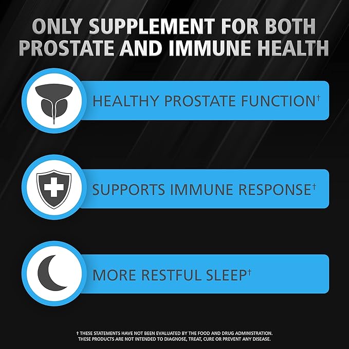 Urinozinc Prostate Plus Daily Immunity, 2 Month Supply, with Saw Palmetto & Beta Sitosterol, Supports Prostate Health and Immune Health, 120 Count
