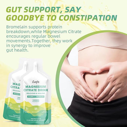 Magnesium Citrate Liquid Supplement(10 Fl Oz),Magnesium Complex Drink/Oral Solution with VitaminB,Zinc, Sodium and Bromelain for Sleep,Muscle,Heart,Gut Support(Pineapple)