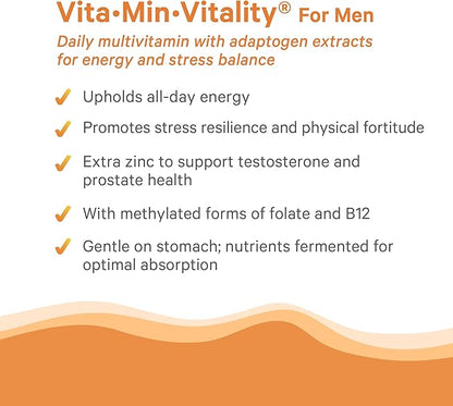 PURE SYNERGY Vita·Min·Vitality | Natural Multivitamin for Men | Men’s Daily Multivitamin Made with Organic Whole Foods | for Energy, Stress, and Immune Support (60 Tablets)