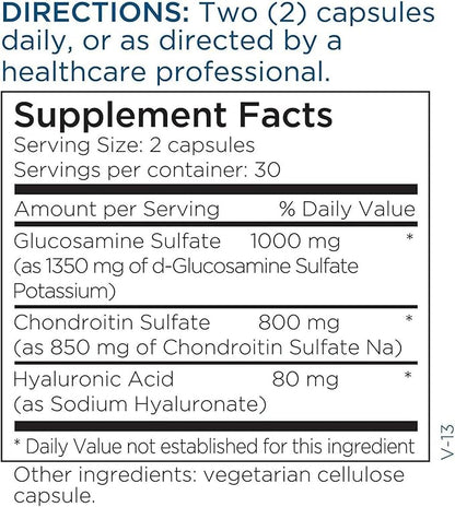 Metabolic Maintenance Glucosamine Chondroitin (1000mg) with Hyaluronic Acid Supplement - Supports Joint Health + Tissue Hydration (60 Capsules)