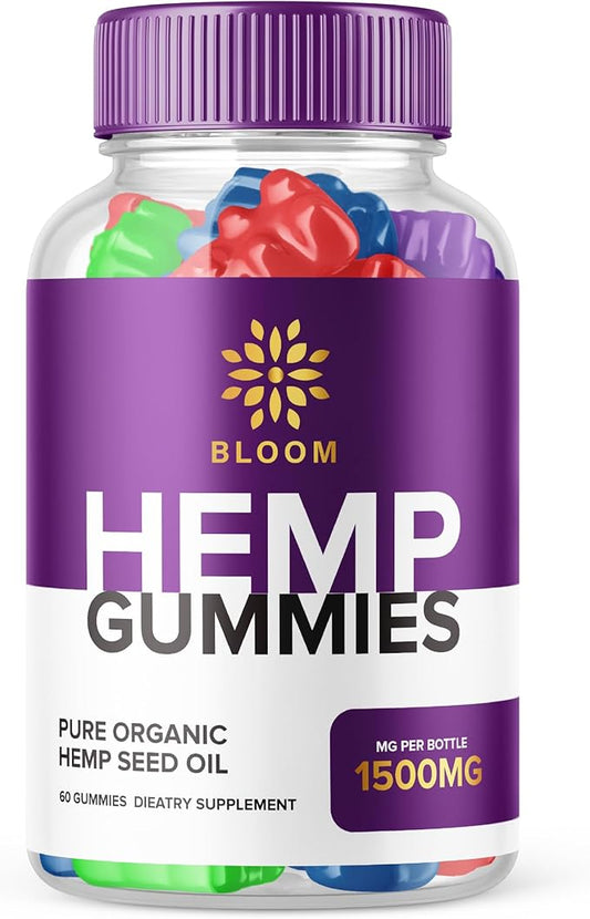 Bloom Hemp Gummies - Official Formula - Bloom Gummies with Hemp Advanced Strength Performance Hemp Blend Formula, Big Size Bloom Gomitas with 25mg Hemp Extract Great Taste 1500mg Bottle (60 Gummies)