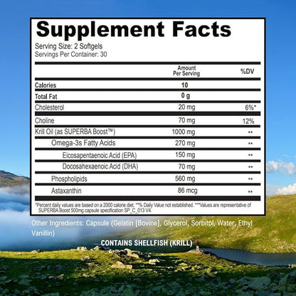ScimeraMD® KrillOilMD Antarctic Krill Oil Omega 3 DHA EPA Supplement with Astaxanthin for Heart, Brain, and Joint Support, 60 CT