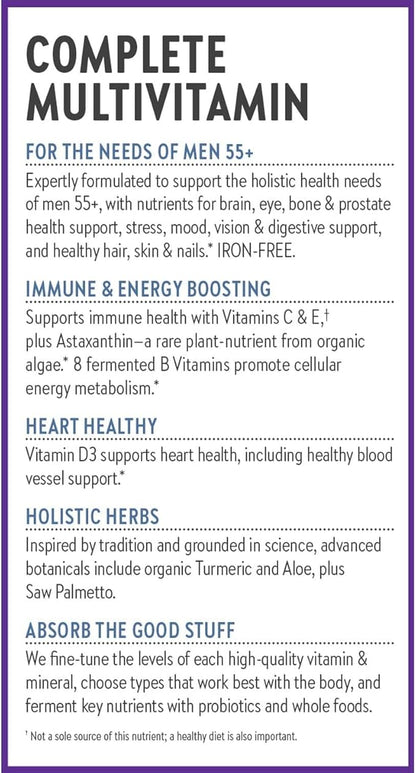 New Chapter Men's Multivitamin 50 Plus for Brain, Heart, Digestive, Prostate & Immune Support with 20+ Nutrients + Astaxanthin - Every Man's One Daily 55+, Gentle on The Stomach - 96 ct