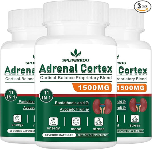 11-in-1 Adrenal Support Supplement,Cortisol Supplement with Pantothenic Acid and Ashwagandha - Supports Healthy Adrenal Function,Energy and Relaxation - 180 Capsules