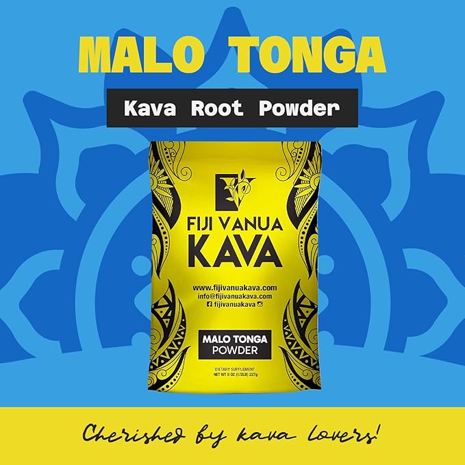 Fiji Vanua Kava-Malo Tonga Kava Drink Powder, Medium Grind Traditional Kava Root Powder, Easy to Prepare Kava Root Powder with Smooth and Creamy Taste, Premium, 8oz