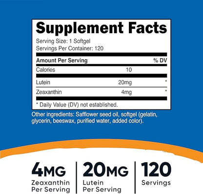 Nutricost Zeaxanthin with Lutein 20mg, 120 Softgels - Potent, Non-GMO, Gluten Free